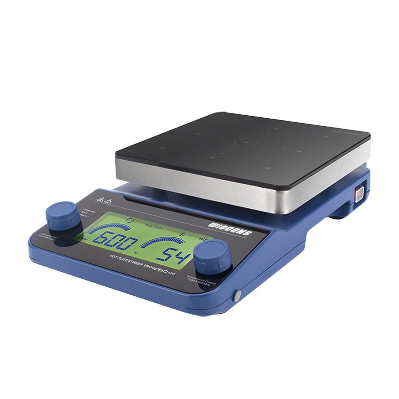 Мешалка магнитная, объём по воде 20 л, платформа 180×180 мм, нагрев до 450 °С, 100-1500 об/мин, WH260-H