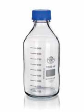 Бутыль 1 л, БС до 500 °С, d горла внешний 45 мм, с завинчивающейся крышкой, круглая, светлое стекло, 1 шт/уп