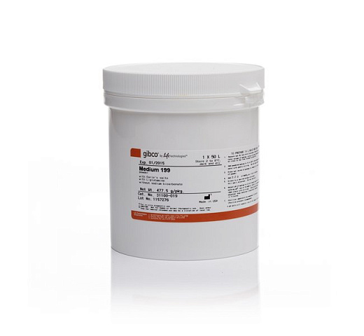 Среда Medium 199, с солями Эрла, L-глутамин, феноловый красный, низкое содержание глюкозы, без пирувата натрия, порошок, 1X50L, Thermo FS