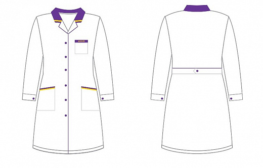 Халат лабораторный мужской, хлопок/полиэстер, белый с отделкой, с манжетом, косой карман, премиум, 1 шт.