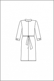 Халат лабораторный женский, хлопок/полиэстер, прямой, белый, схема изделия, вид сзади, 1 шт., ЛТО