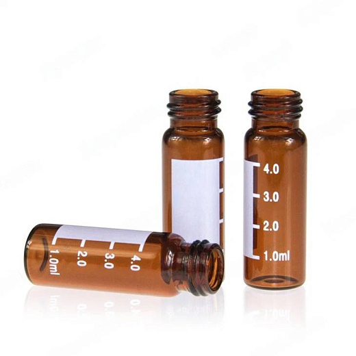 Виала 4,0 мл, темное стекло, 15x45 мм, дно плоское, горло винтовое 13-425, с этикеткой, 100 шт./уп., ALWSCI Technologies