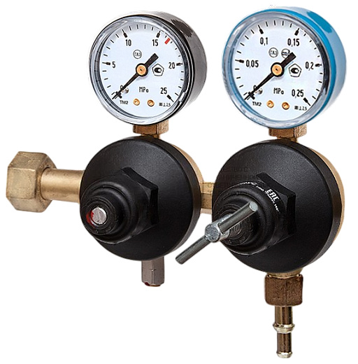 Редуктор газа для СO₂/N₂, двухступенчатый, до 0,25 МПа, БГД-25, Россия