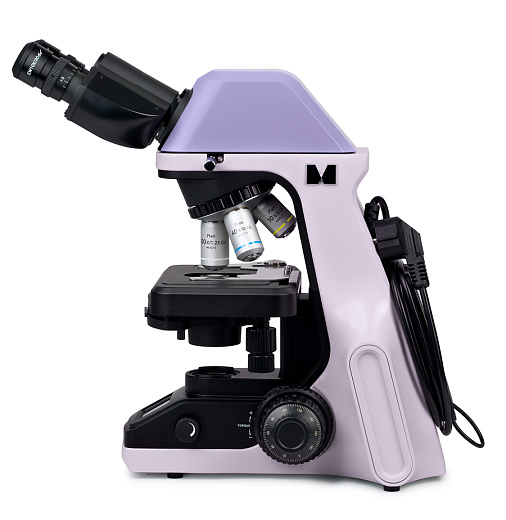 Микроскоп Magus Bio 240B, прямой, бинокуляр/тринокуляр, СП, планахромат 4×, 10×, 40×, 100× (вид сбоку)