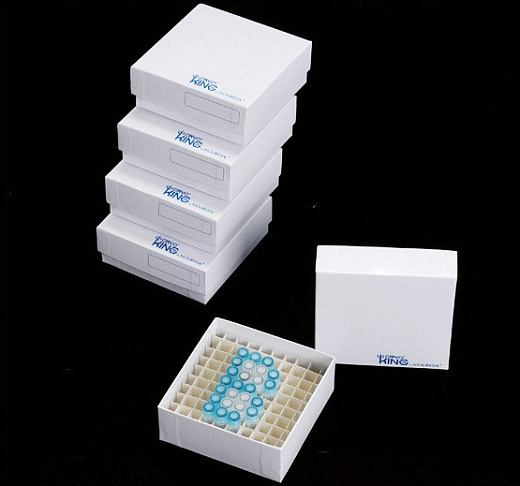 Штатив для хранения криопробирок 1-2 мл, 100 мест, картон с пластиковым покрытием, с крышкой, белый, 100 шт./уп.