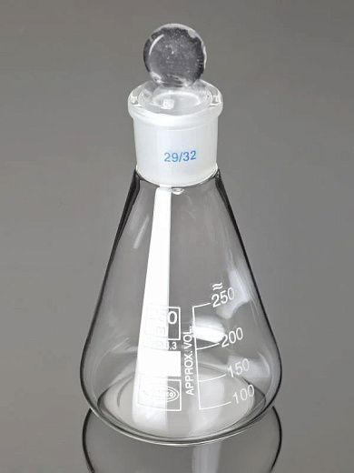 Колба Эрленмейера 500 мл, стекло, до 500 °С, шлиф 29/32, cтеклян. пробка, 2 шт./уп., Glassco, Индия