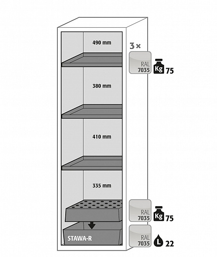 Шкафы для хранения ЛВЖ, 90 мин, ширина 59 – 119 см, распашные двери S-CLASSIC-90 Фото 3