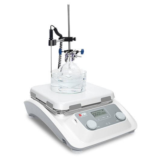 Мешалка магнитная, объём по воде 30 л, платформа 254×254 мм, нагрев до 500 °С, 100-1500 об/мин, датчик PT1000, штатив, MS10-H500-Pro package 2, DLab, Китай
