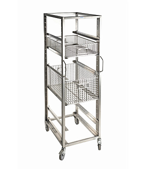 Тележка транспортировочная для корзин, 2 стационарные ручки, максимальная нагрузка 1000 кг, нержавеющая сталь, 610х465х1630 мм, Bochem