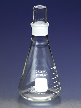 Колба Эрленмейера 250 мл, стекло, пробка стеклянная шлиф., 1 шт., Pyrex (Corning)