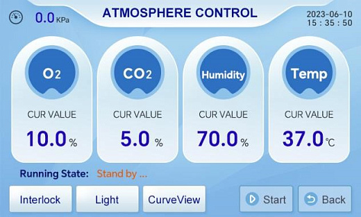Панель контроля параметров внутри камеры.
