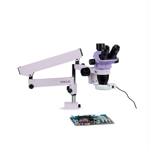 Микроскоп стерео, до 45х, по схеме Грену, для ремонта и пайки, Stereo D7TR, с цифровой камерой CBF10