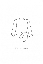 Халат лабораторный женский, хлопок/полиэстер, воротник-стойка, двухцветный (бело-синий), 1 шт., ЛТО, схема изделия, вид сзади