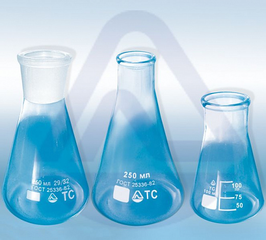 Колба коническая Кн-3-1000-42, 1000 мл, диаметр 131 мм, высота 215 мм, d горла 42 мм, шкала