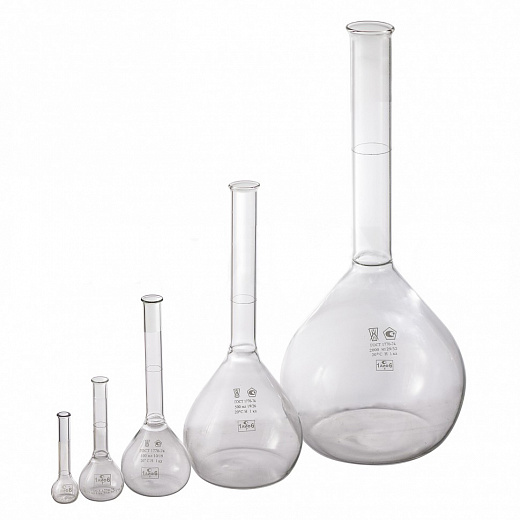 Колба мерная, 50 мл, класс 1, d горла 10-12 мм, БС, одной отметкой, исполнения 1, 1 шт./уп.