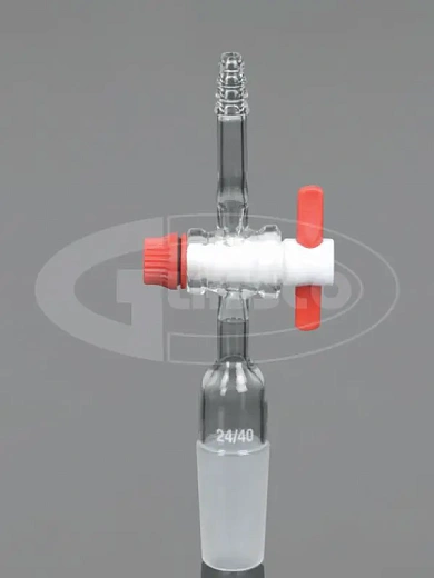 Адаптер вакуумный, с тефлоновым краном, прямой, Glassco