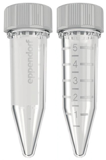 Пробирки 5 мл, типа Эппендорф, до 25 000g, с закручивающейся крышкой, PCR clean, бесцветные, 100 шт./пакет, 200 шт./уп.