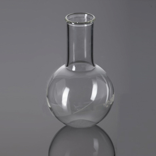Колба круглая плоскодонная, 250 мл, d 74 мм, цилиндр. горловина 34 мм, Glassco