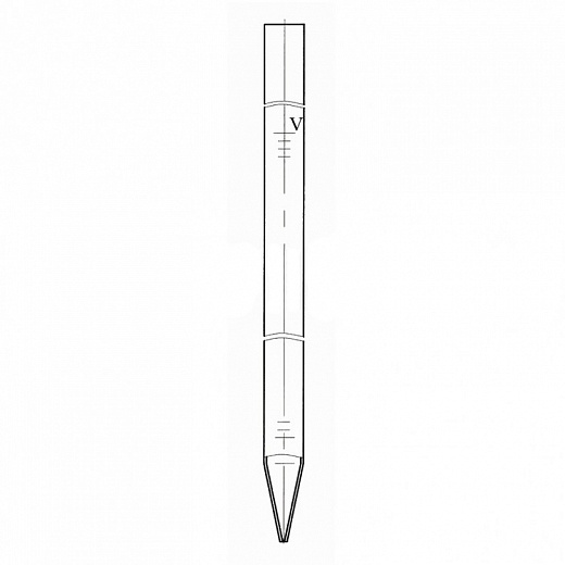 Пипетка стеклянная, 2 мл, НС, градуированная, полный слив, тип 2, исполнение 1, 2 класс точности, 1 шт./уп.