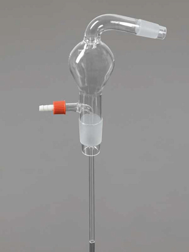 Ловушка с наклоном, c каплеуловителем, с винтовой резьбой, грушевидная, нижний керн 34/35, верхний керн 24/29, боросиликатное стекло, Glassco