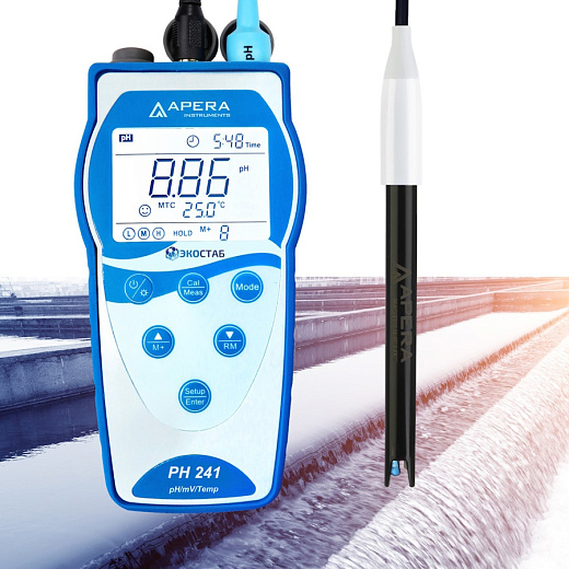 рН-метр, -2-16±0,01, портативный, электрод LabSen 333, PH241WW, серия 240, для сточной воды, Apera Instruments