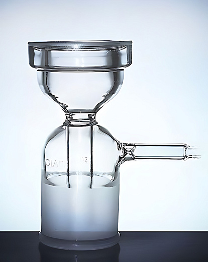 Основание для фильтродержателя, боросиликатное стекло, с соединением для вакуума, с подложкой из фриттованного стекла, Glassco, Индия