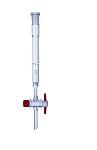Колонка хроматографическая пустая, с тефлоновым краном, с фильтром пористостью 16, термостойское стекло, длина 495 мм, шлиф 14/23, Россия