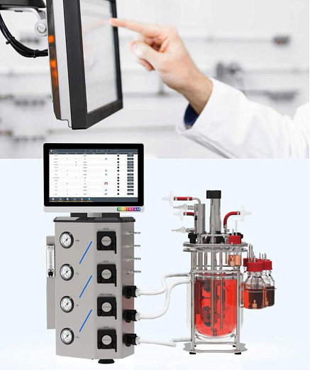 Биореактор бактериальный/клеточный, стеклянные сосуды 2 л, 3,6 л, 5 л, 7,5 л или 13 л (на выбор), BioUniv