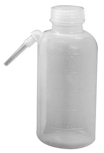 Промывалка, струя средняя, канюля интегрированная под 45°, бесцветная, ПЭ, Glassco