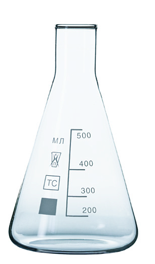 Колба Эрленмейера 50 мл, БС, узкое горло, 1 шт., Россия