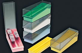 Планшет (коробка, пенал) для хранения препаратов на предметных стеклах, на 100 / 200 стекол, зеленый, ПС, 10 шт/уп