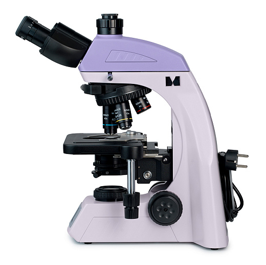 Микроскоп Magus Bio 260T, прямой, тринокуляр/бинокуляр, СП, планахромат 4×, 10×, 40×, 100× (вид сбоку)