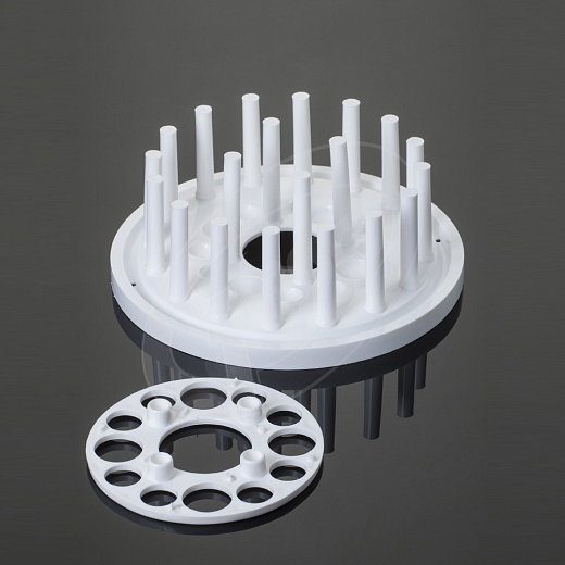 Штатив для пробирок, d 16 и 25 мм, 12 мест, полипропилен, круглый, 2 шт./уп., Glassco