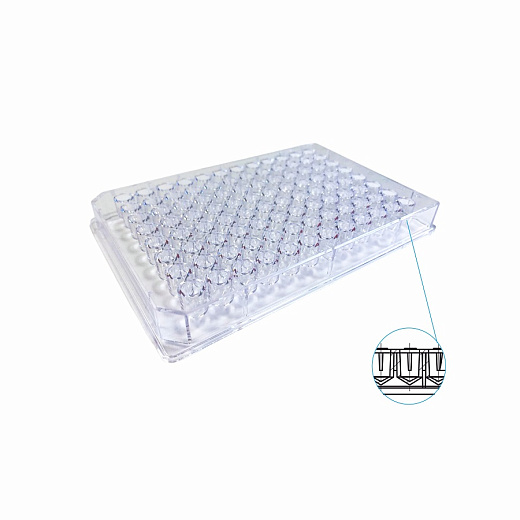 Планшеты 96 луночные для ИФА, V-образное дно, прозрачные, стерильные, с крышкой