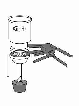 Фильтродержатель для вакуумной фильтрации, одноместный, d 47 мм, воронка 300 мл, покрытое тефлоном стекло, подложка из фриттованного стекла с тефлоном (схема)